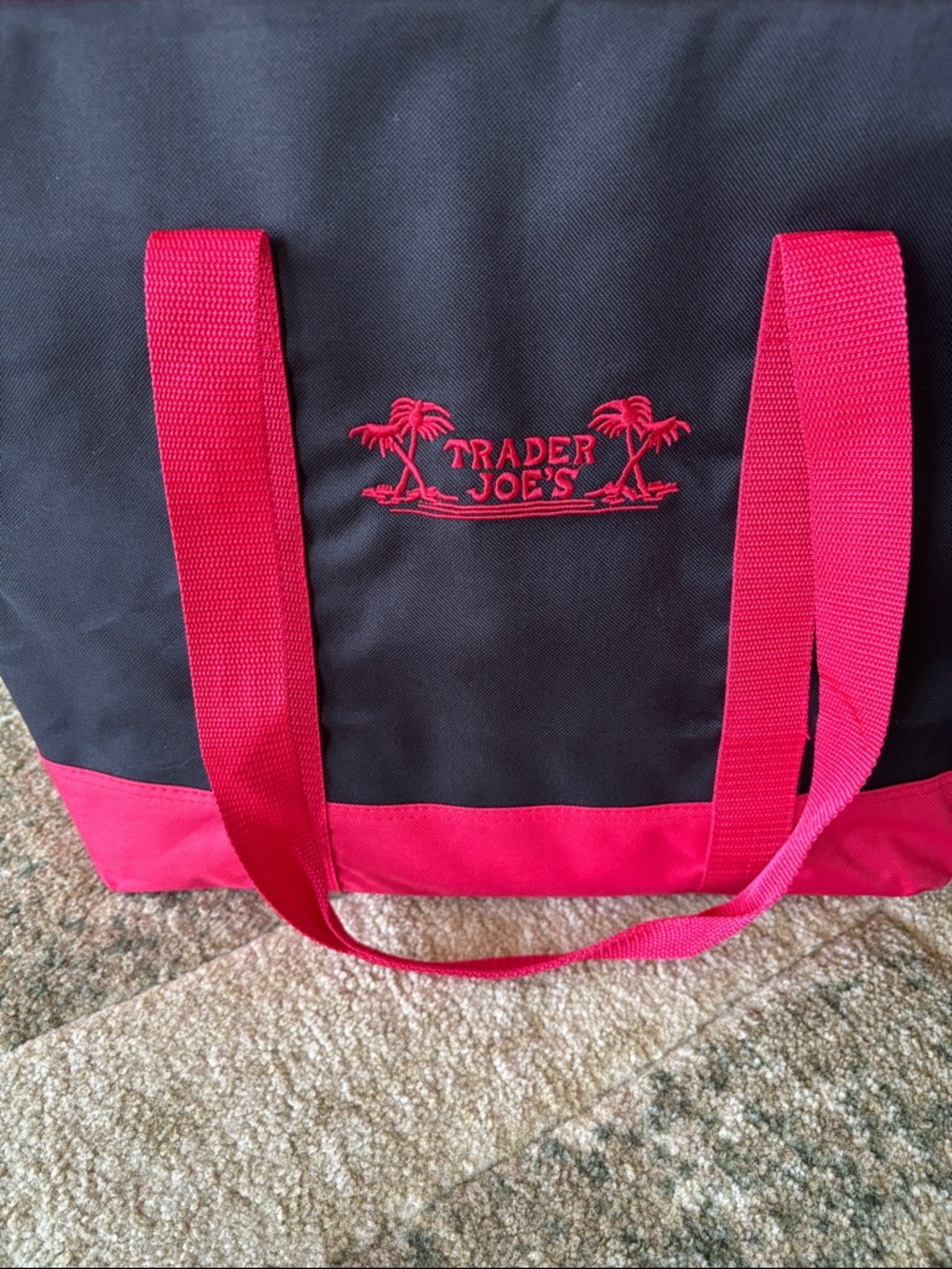 Trader Joe's Black and Red Canvas Tote Bag - Picture 3 of 6